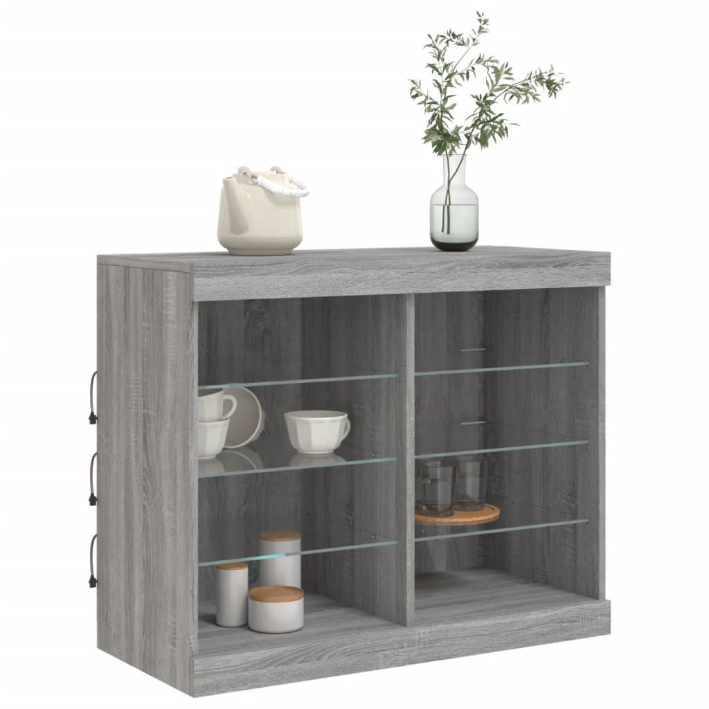 Credenza con Luci LED Grigio Sonoma 81x37x67 cm 836705