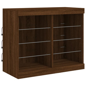 Credenza con Luci LED Rovere Marrone 81x37x67 cm 836706