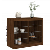 Credenza con Luci LED Rovere Marrone 81x37x67 cm 836706