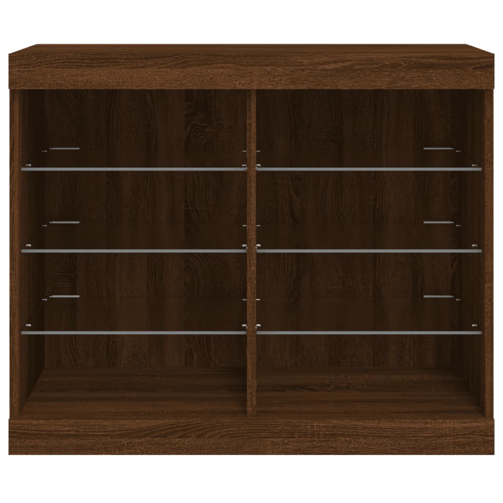 Credenza con Luci LED Rovere Marrone 81x37x67 cm 836706