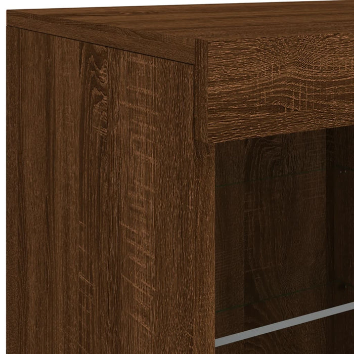 Credenza con Luci LED Rovere Marrone 81x37x67 cm 836706