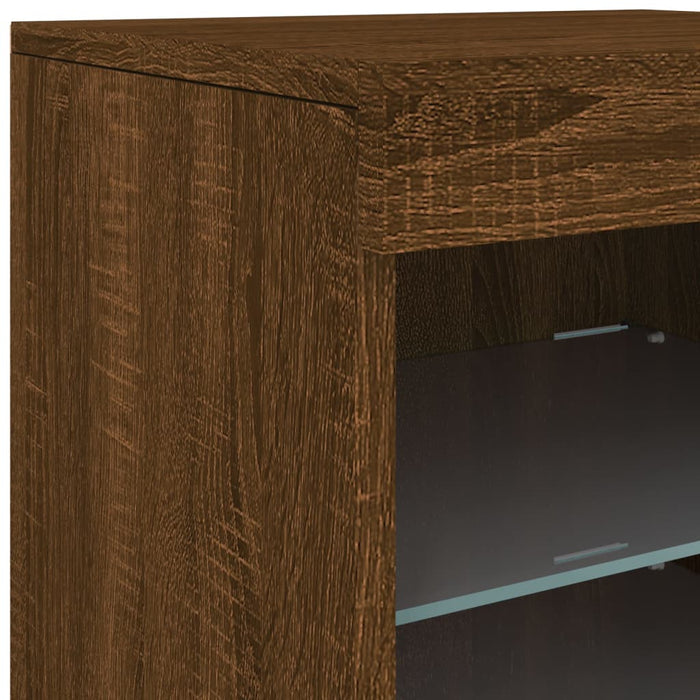 Credenza con Luci LED Rovere Marrone 41x37x67 cm 836727