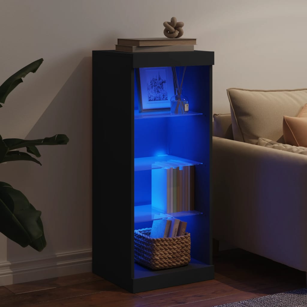 Credenza con Luci LED Nera 41x37x100 cm 836729