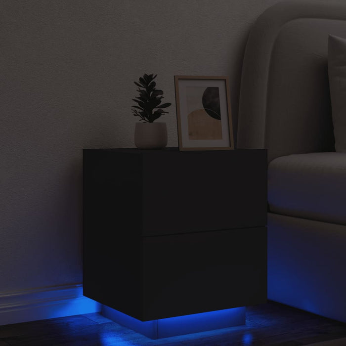 Comodino con Luci LED Nero in Legno Multistratocod mxl 108732