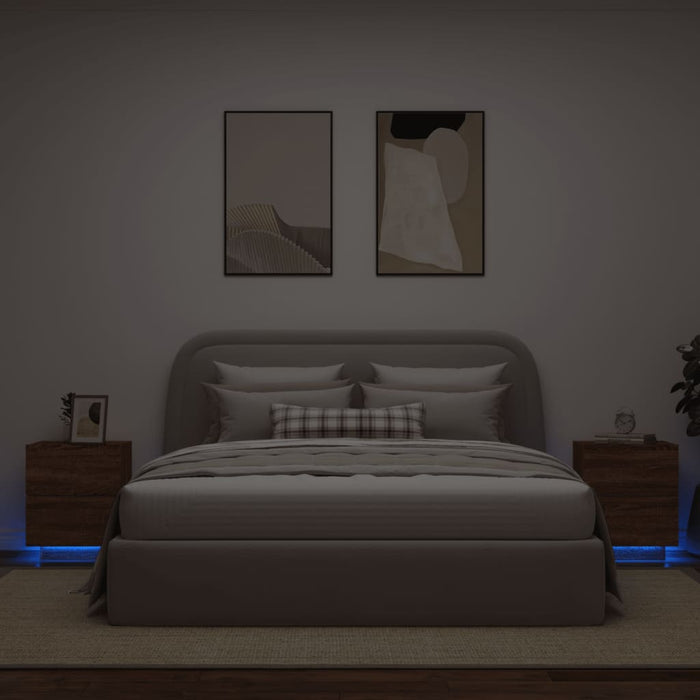 Comodini con Luci LED 2pz Rovere Marrone in Legno Multistratocod mxl 84775