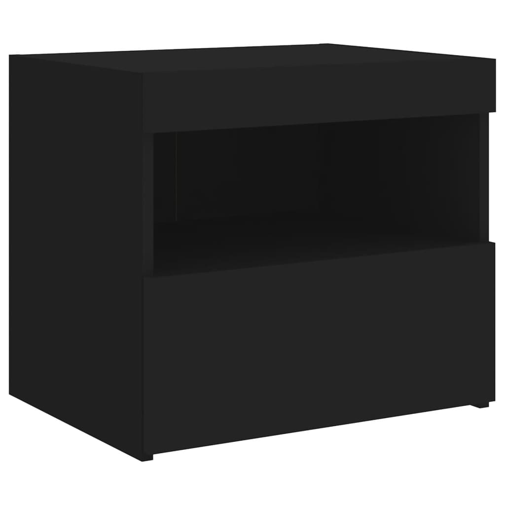 Comodino con Luci LED Nero 50x40x45 cm 836765