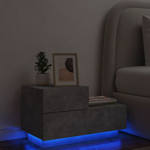 Comodino con Luci LED Grigio Cemento 70x36x40,5 cm 836780