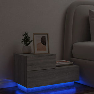 Comodino con Luci LED Grigio Sonoma 70x36x40,5 cm 836782