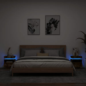 Comodini con Luci LED 2pz Rovere Fumo 40x39x48,5 cmcod mxl 132786