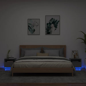 Comodini con Luci LED 2pz Neri 40x39x37 cm 836801