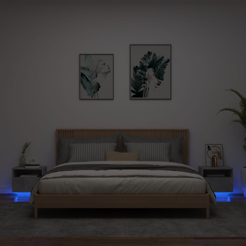 Comodini con Luci LED 2pz Grigio Cemento 40x39x37 cmcod mxl 85186