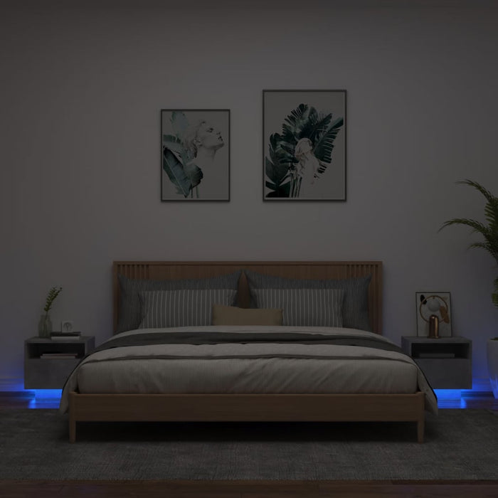 Comodini con Luci LED 2pz Grigio Cemento 40x39x37 cmcod mxl 85186