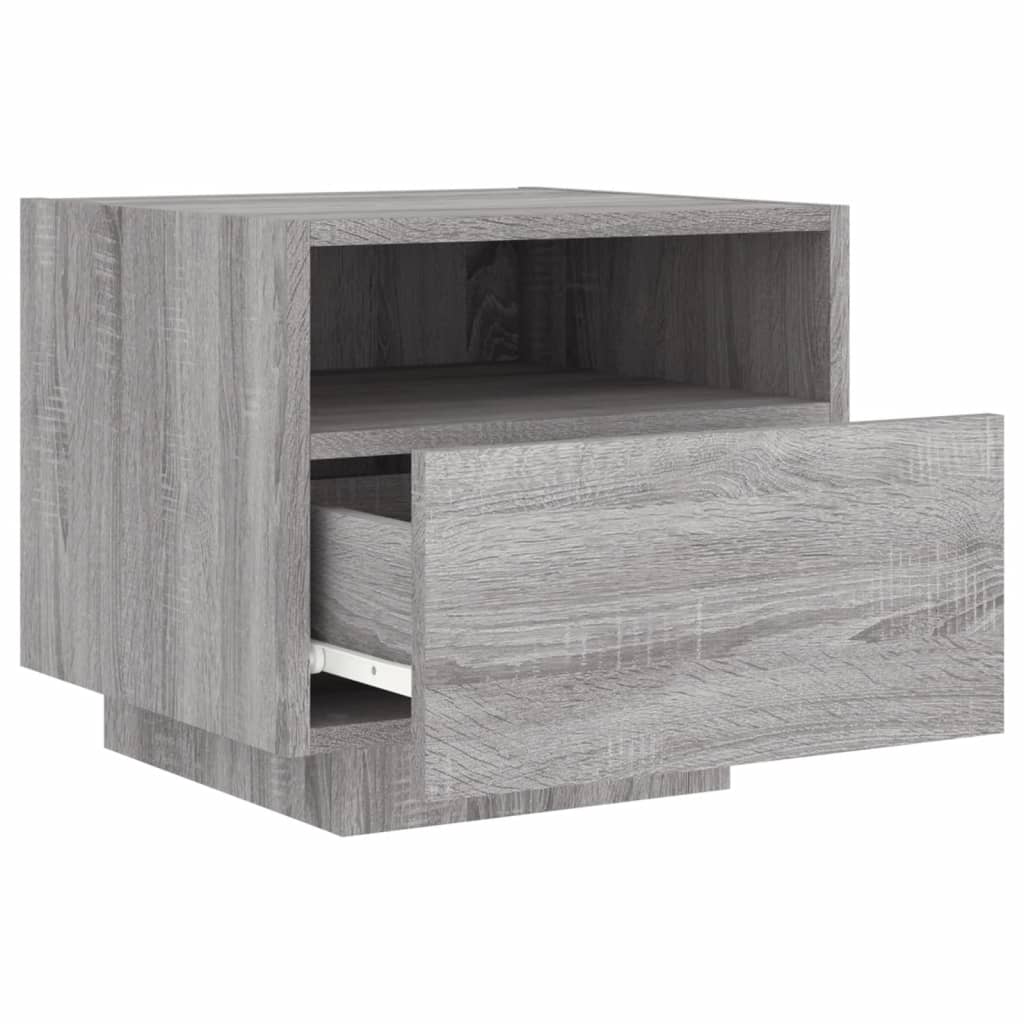 Comodini con Luci LED 2pz Grigio Sonoma 40x39x37 cm 836809