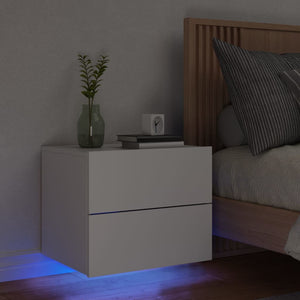 Comodino a Parete con Luci LED Bianco 836812