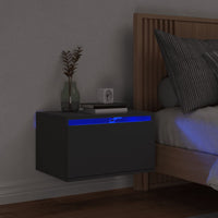 Comodino a Parete con Luci LED Nero 836828