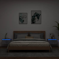 Comodini a Parete con Luci LED 2 pz Grigio Cementocod mxl 108965