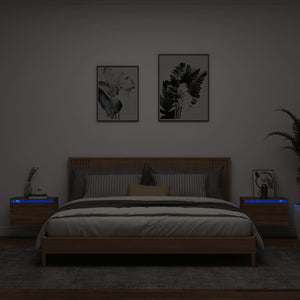 Comodini a Parete con luci LED 2 pz Rovere Marronecod mxl 85001