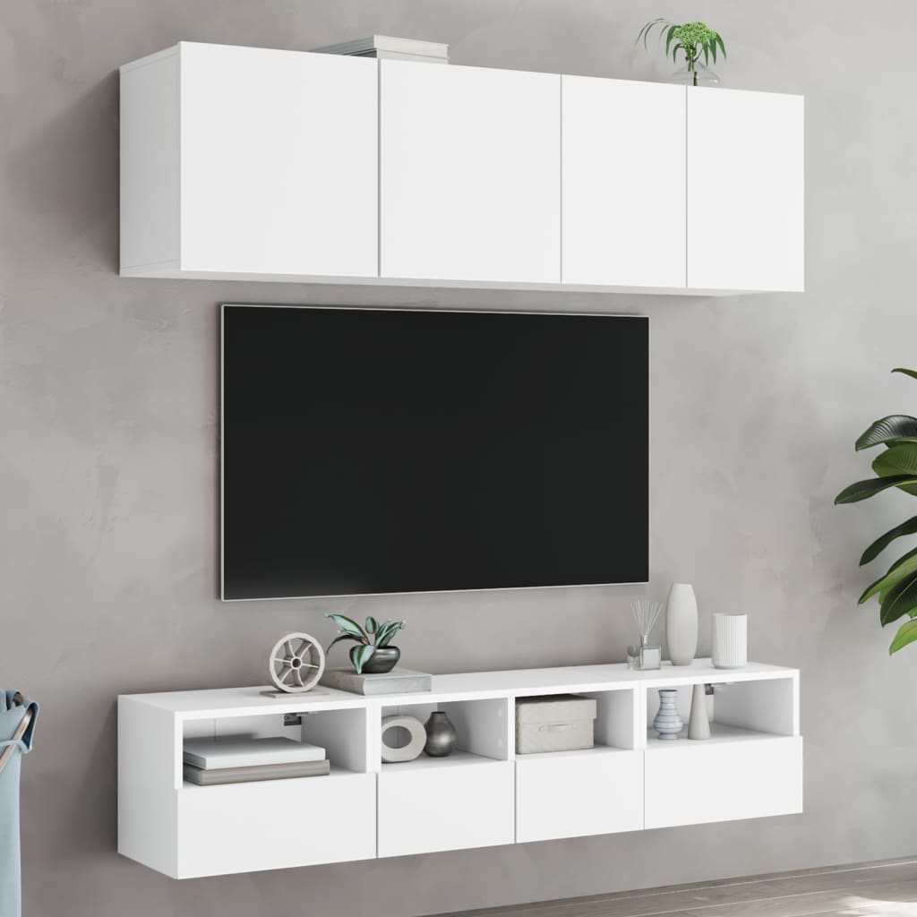 Mobili TV a Parete 2pz Bianchi 40x30x30 cm in Legno Multistrato 836841