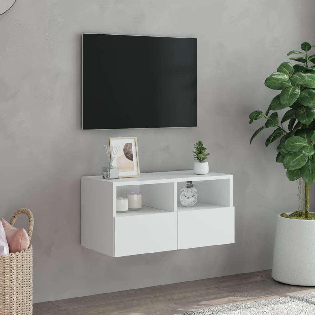 Mobile TV a Parete Bianco 60x30x30 cm in Legno Multistrato 836854