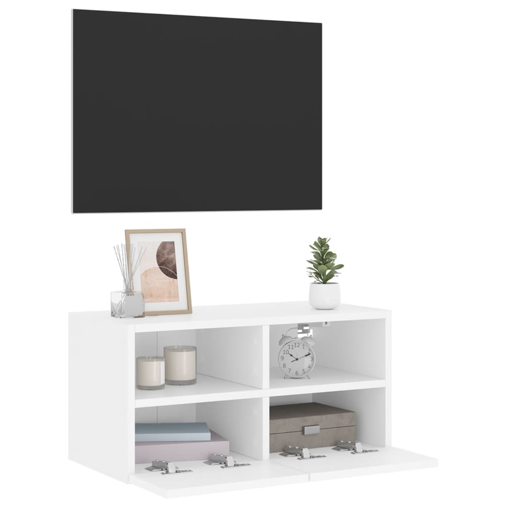 Mobile TV a Parete Bianco 60x30x30 cm in Legno Multistrato 836854