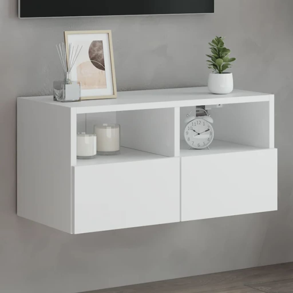 Mobile TV a Parete Bianco 60x30x30 cm in Legno Multistrato 836854