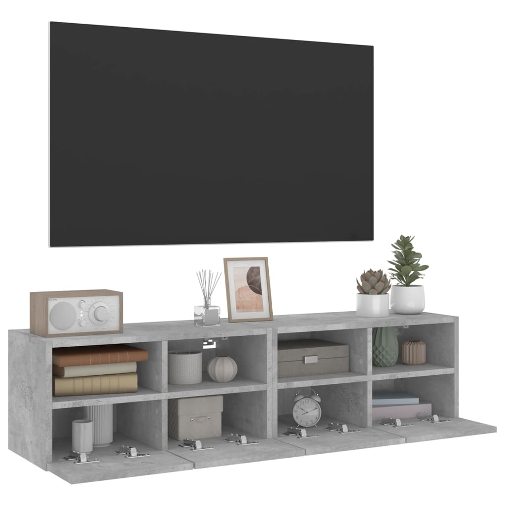 Mobili TV Muro 2pz Grigio Cemento 60x30x30 cm Legno Multistrato 836861