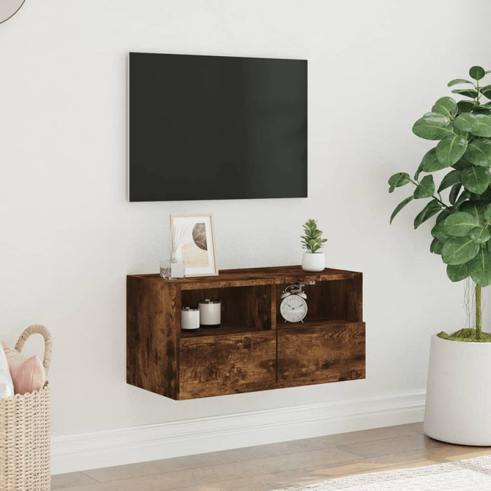 Mobile TV a Parete Rovere Fumo 60x30x30 cm in Legno Multistratocod mxl 134053