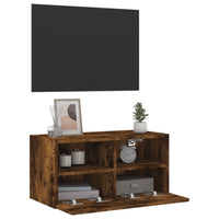 Mobile TV a Parete Rovere Fumo 60x30x30 cm in Legno Multistrato 836862