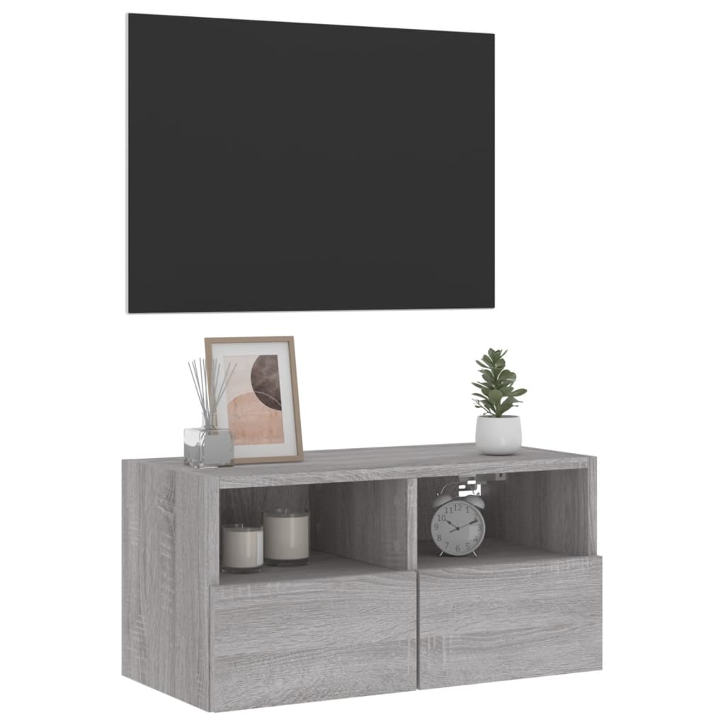 Mobile TV a Parete Grigio Sonoma 60x30x30 cm Legno Multistrato 836864