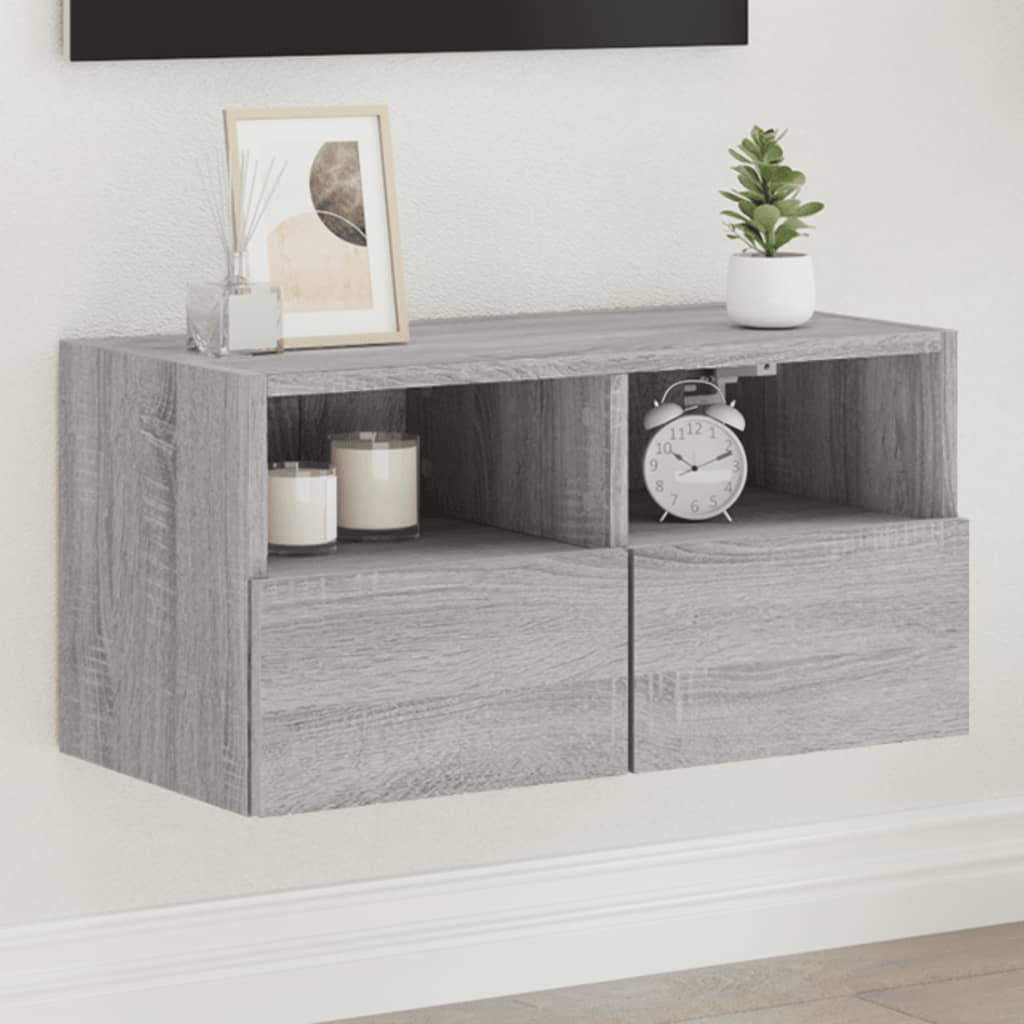 Mobile TV a Parete Grigio Sonoma 60x30x30 cm Legno Multistrato 836864