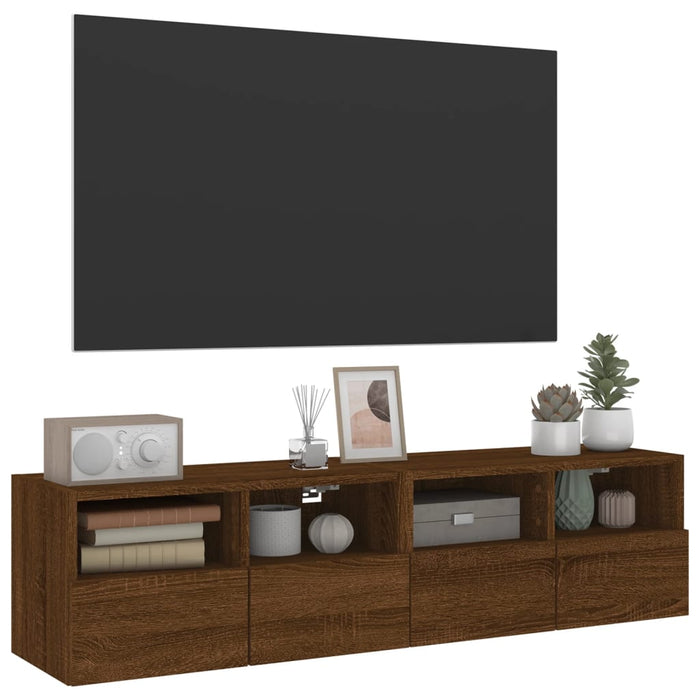 Mobili TV Muro 2 pz Rovere Marrone 60x30x30cm Legno Multistrato 836867