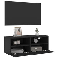 Mobile TV a Parete Nero 80x30x30 cm in Legno Multistrato 836870