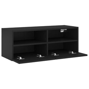 Mobile TV a Parete Nero 80x30x30 cm in Legno Multistrato 836870