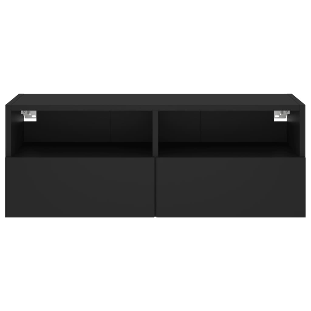 Mobile TV a Parete Nero 80x30x30 cm in Legno Multistrato 836870