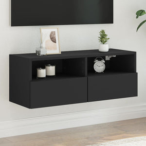 Mobile TV a Parete Nero 80x30x30 cm in Legno Multistrato 836870