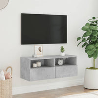 Mobile TV a Parete Grigio Cemento 80x30x30 cm Legno Multistratocod mxl 134056