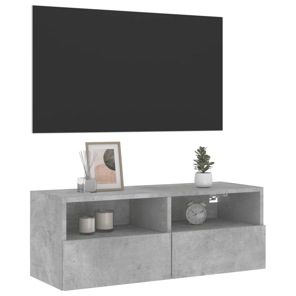 Mobile TV a Parete Grigio Cemento 80x30x30 cm Legno Multistrato 836874