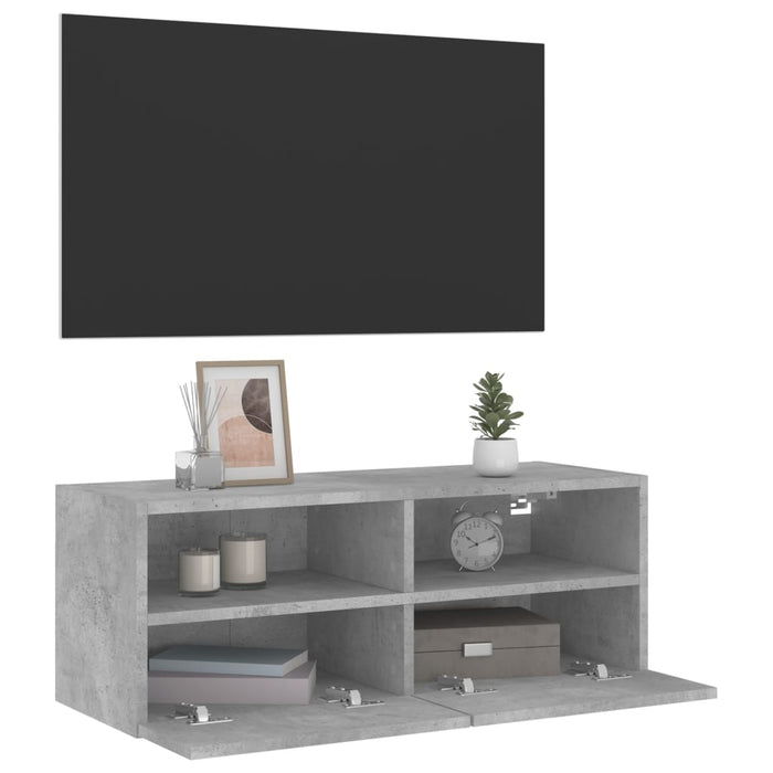 Mobile TV a Parete Grigio Cemento 80x30x30 cm Legno Multistrato 836874