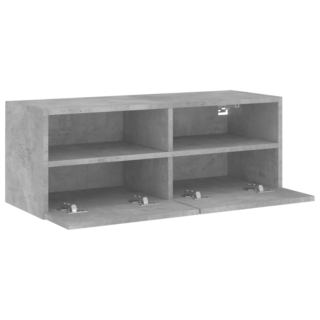 Mobile TV a Parete Grigio Cemento 80x30x30 cm Legno Multistrato 836874