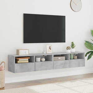 Mobili TV Muro 2pz Grigio Cemento 80x30x30 cm Legno Multistrato 836875