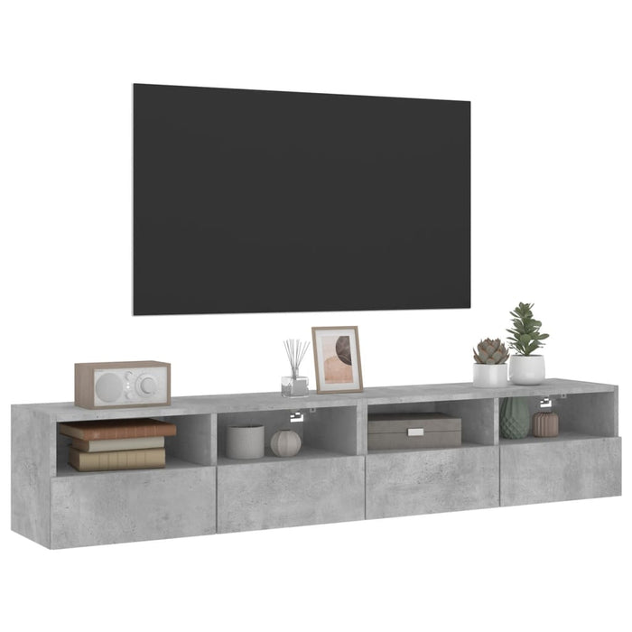 Mobili TV Muro 2pz Grigio Cemento 80x30x30 cm Legno Multistrato 836875