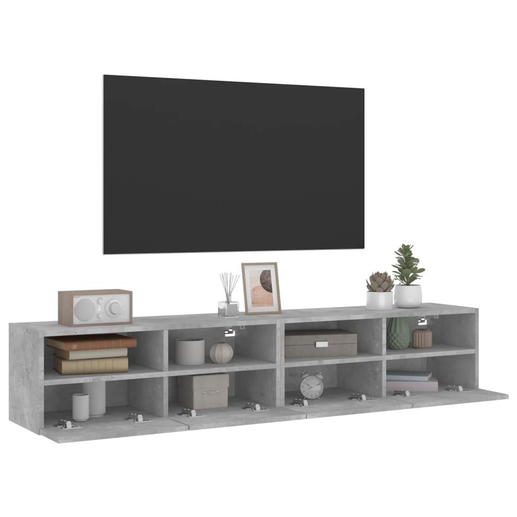 Mobili TV Muro 2pz Grigio Cemento 80x30x30 cm Legno Multistrato 836875