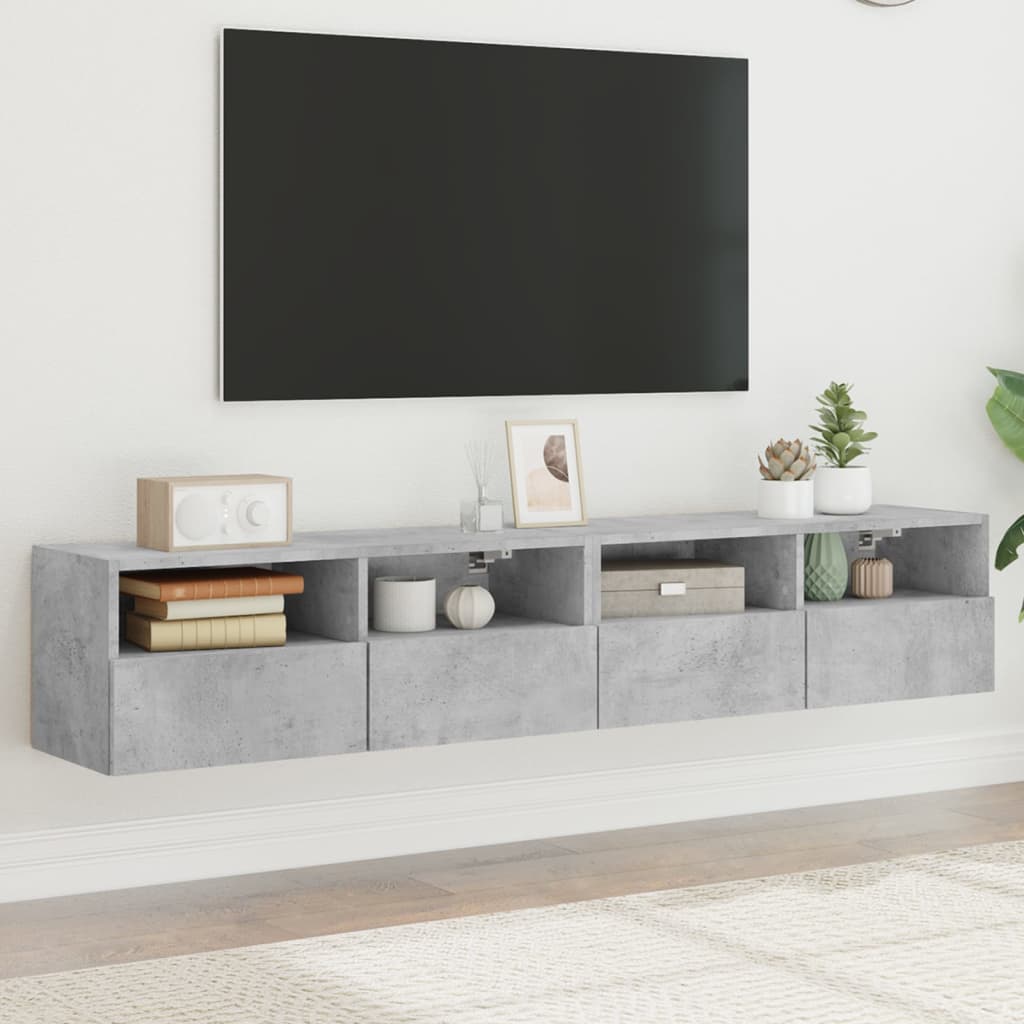 Mobili TV Muro 2pz Grigio Cemento 80x30x30 cm Legno Multistrato 836875