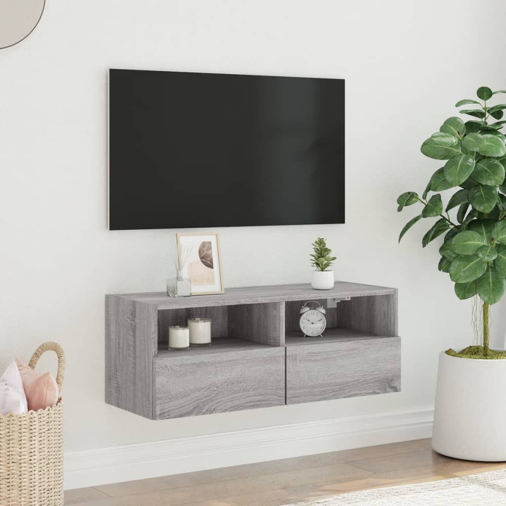 Mobile TV a Parete Grigio Sonoma 80x30x30 cm Legno Multistratocod mxl 110056