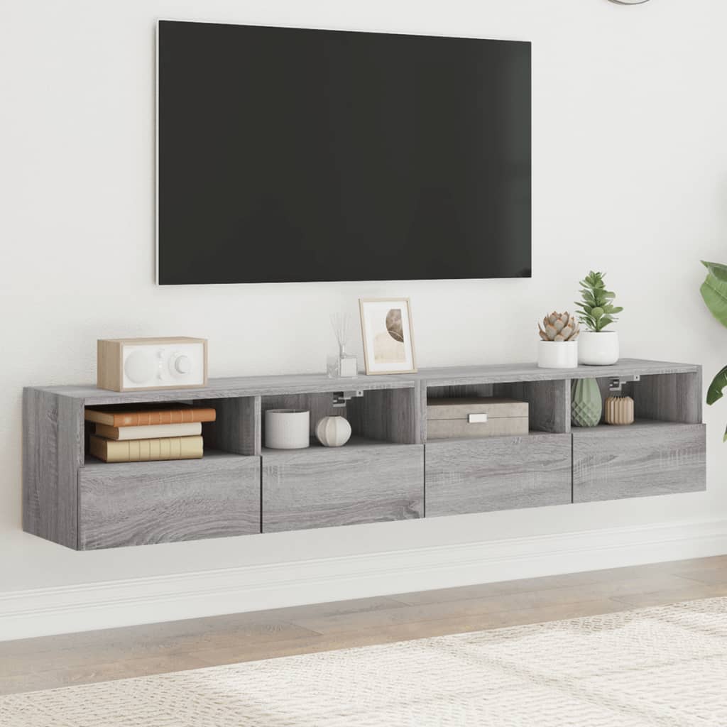 Mobili TV Parete 2pz Grigio Sonoma 80x30x30cm Legno Multistratocod mxl 86085