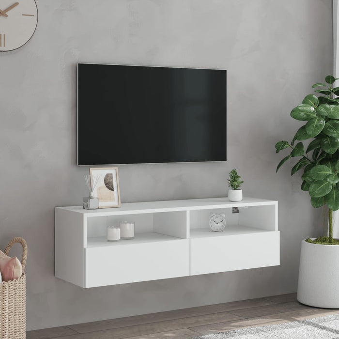 Mobile TV a Parete Bianco 100x30x30 cm in Legno Multistrato 836882