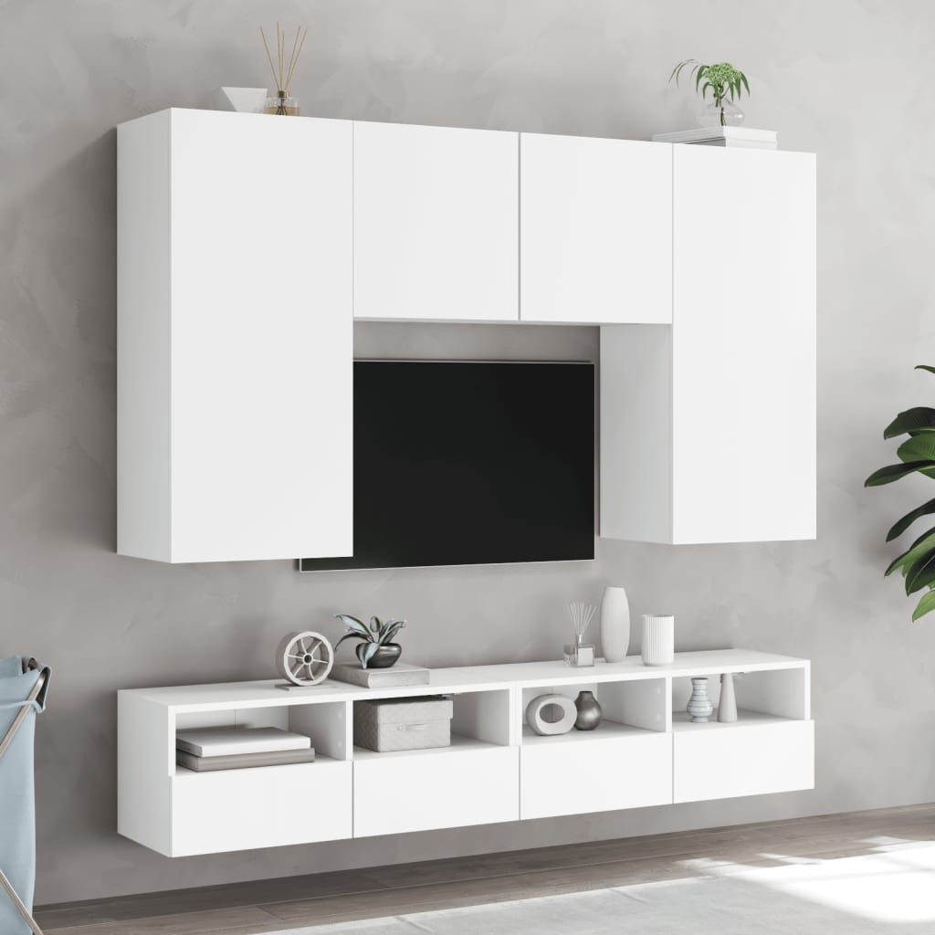 Mobile TV a Parete Bianco 100x30x30 cm in Legno Multistrato 836882