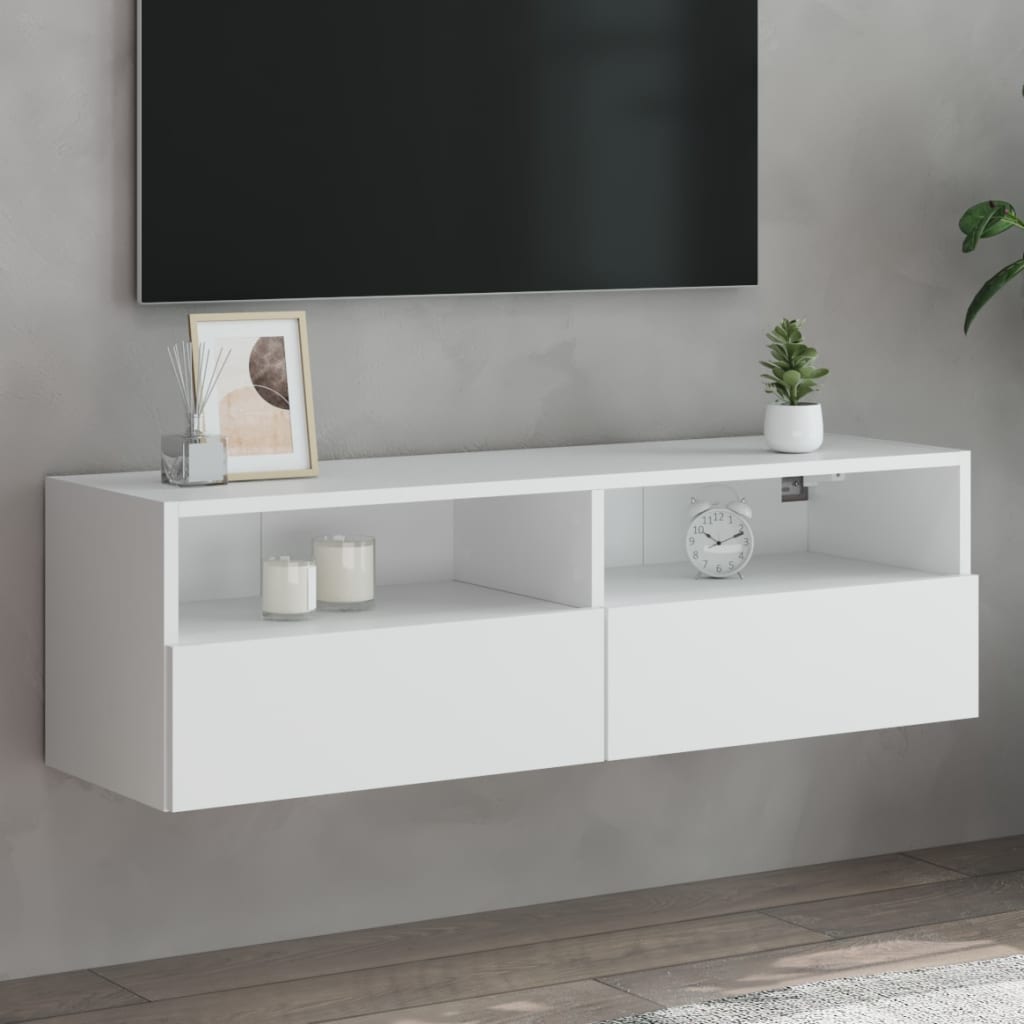 Mobile TV a Parete Bianco 100x30x30 cm in Legno Multistrato 836882