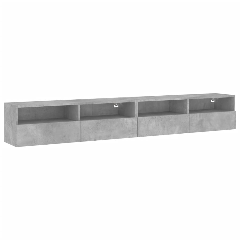 Mobili TV Muro 2pz Grigio Cemento 100x30x30cm Legno Multistrato 836889