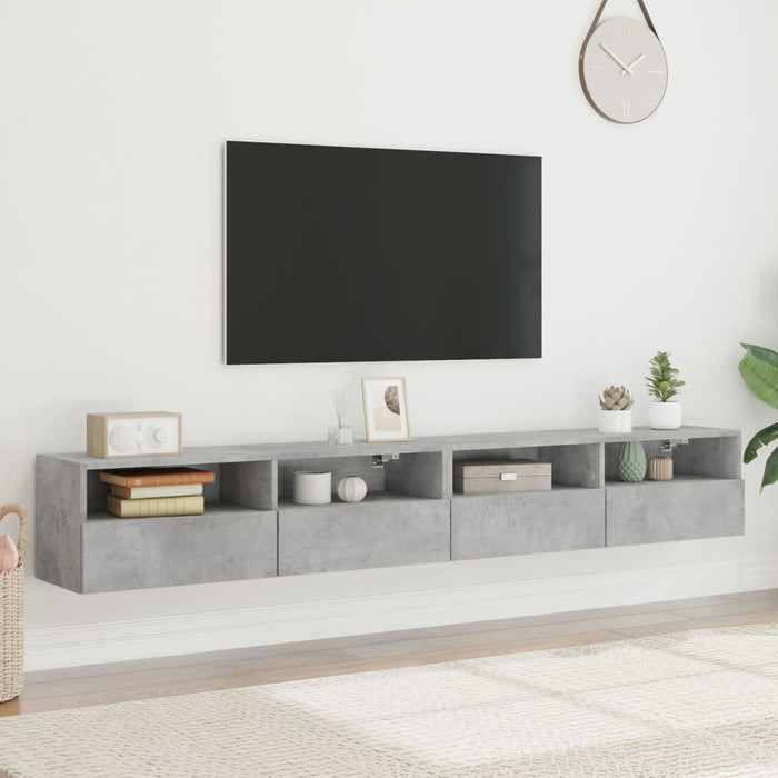 Mobili TV Muro 2pz Grigio Cemento 100x30x30cm Legno Multistrato 836889